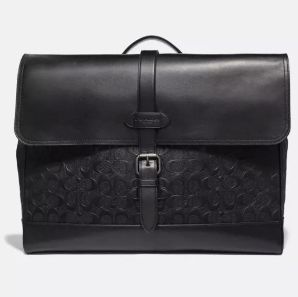 Coach Hudson Messenger Bag In Signature Black Leather